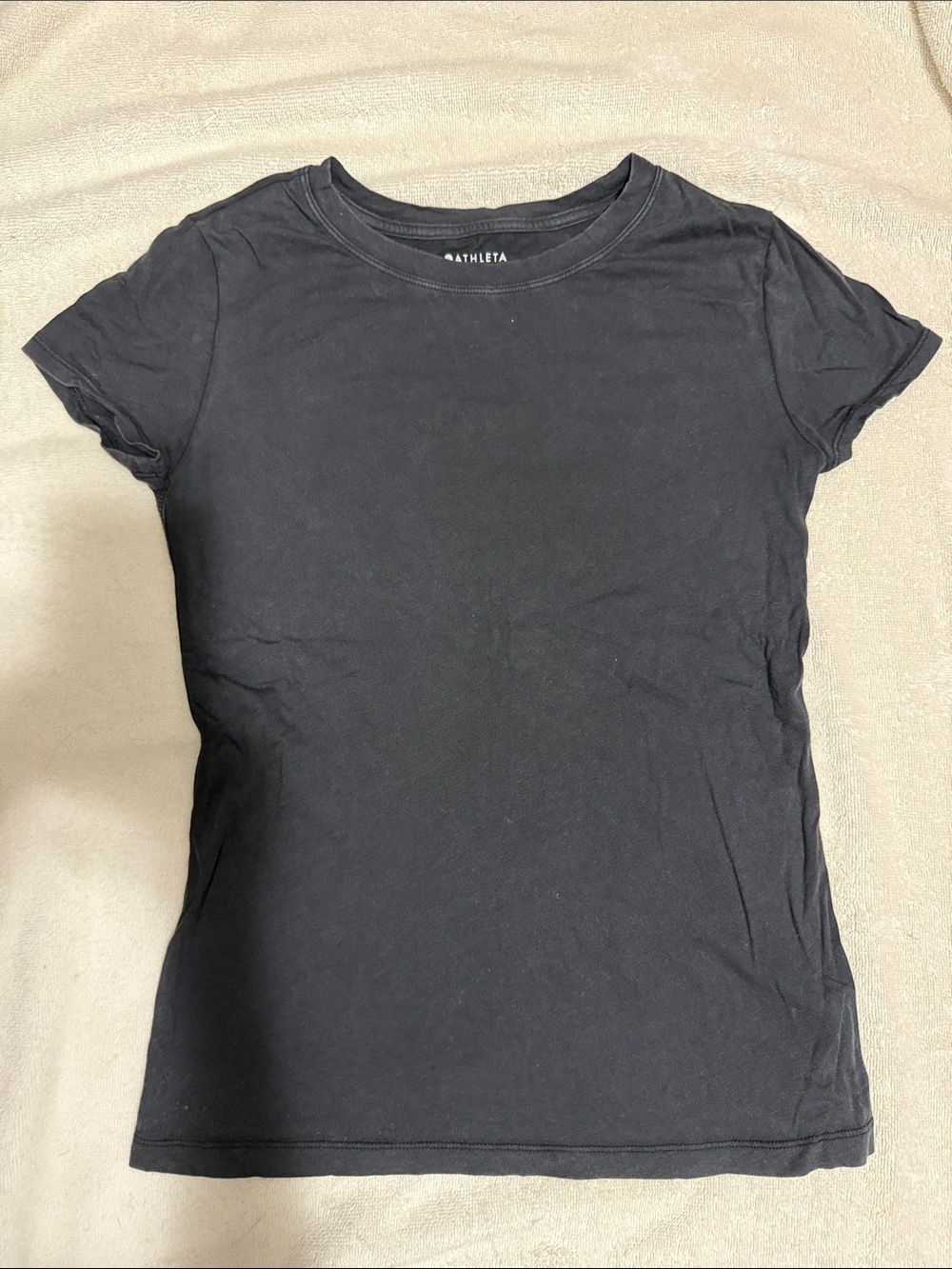 Athleta Organic Daily Black Short-Sleeve Crew Tee XXS